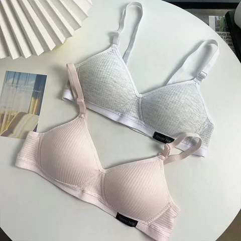 First Sports Bra Cotton Soft High Elastic Strip Wireless Bra