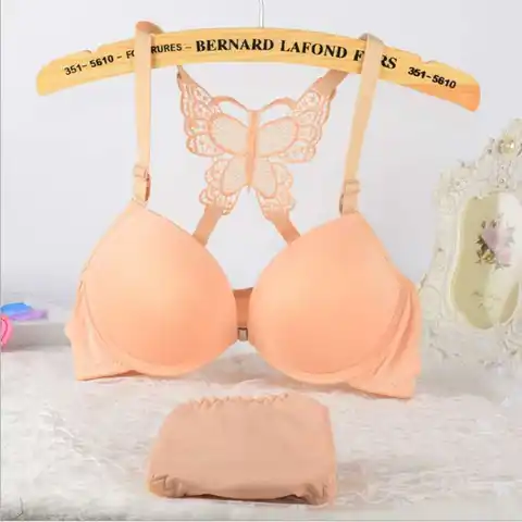 Women Custom ladies Sexy Underwear Push Up Bra Butterfly Closure Lace honeymoon Bra and Panty set