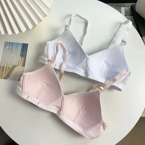 First Sports Bra Cotton Soft High Elastic Strip Wireless Bra