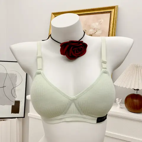 First Sports Bra Cotton Soft High Elastic Strip Wireless Bra