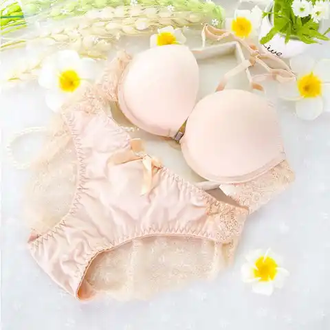 Women Custom ladies Sexy Underwear Push Up Bra Butterfly Closure Lace honeymoon Bra and Panty set