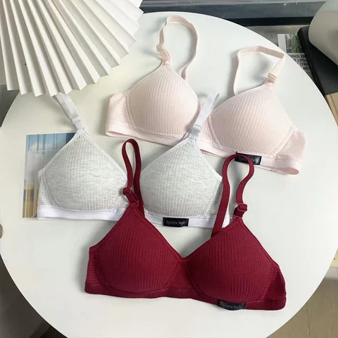 First Sports Bra Cotton Soft High Elastic Strip Wireless Bra