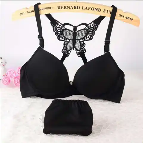 Women Custom ladies Sexy Underwear Push Up Bra Butterfly Closure Lace honeymoon Bra and Panty set