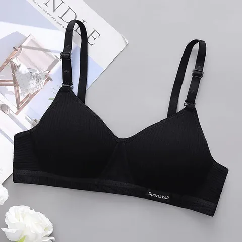 First Sports Bra Cotton Soft High Elastic Strip Wireless Bra