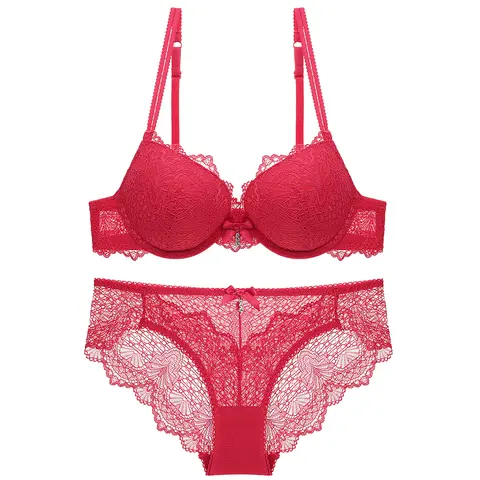 Sexy lace women's bra set high quality lace bra underwear adjustable buckle gathered with rims bra party underwear.