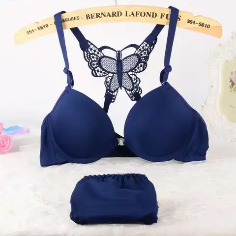 Women Custom ladies Sexy Underwear Push Up Bra Butterfly Closure Lace honeymoon Bra and Panty set