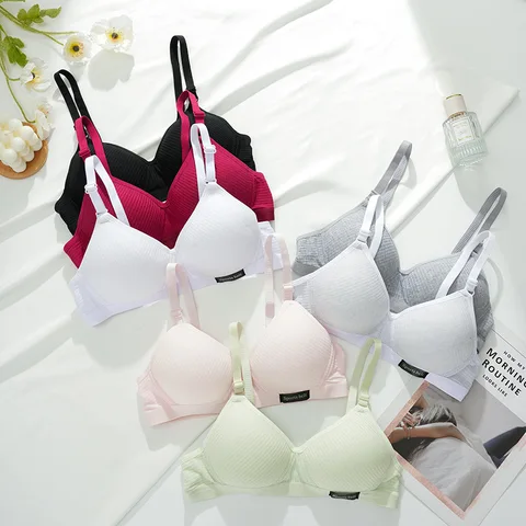 First Sports Bra Cotton Soft High Elastic Strip Wireless Bra