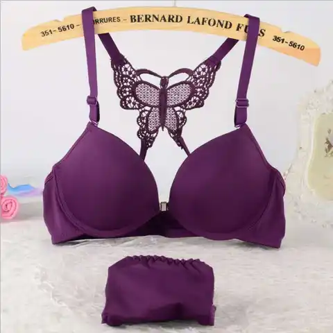 Women Custom ladies Sexy Underwear Push Up Bra Butterfly Closure Lace honeymoon Bra and Panty set