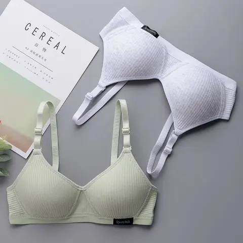 First Sports Bra Cotton Soft High Elastic Strip Wireless Bra