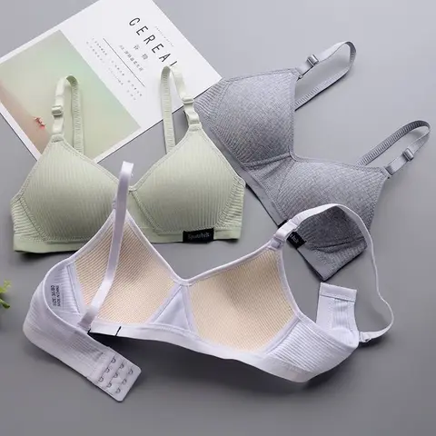First Sports Bra Cotton Soft High Elastic Strip Wireless Bra